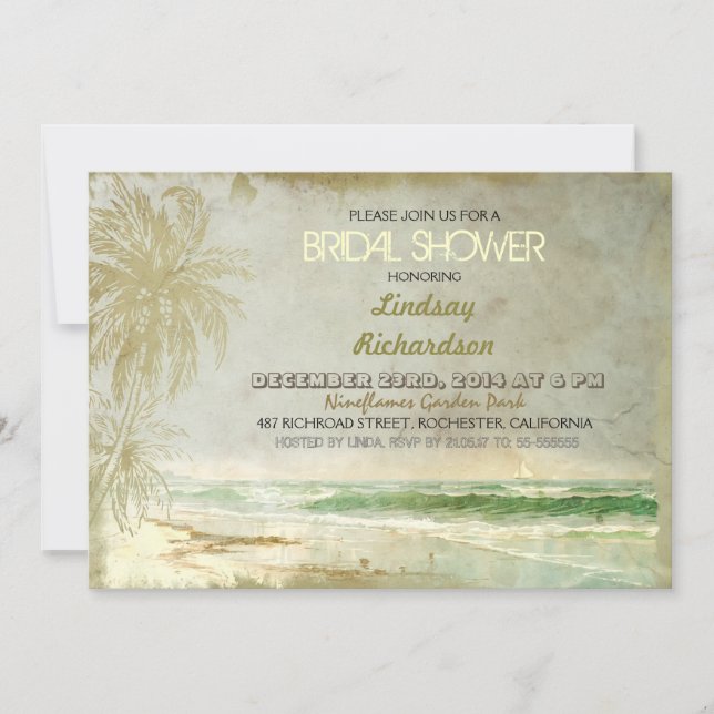 beach bridal shower invitations (Front)