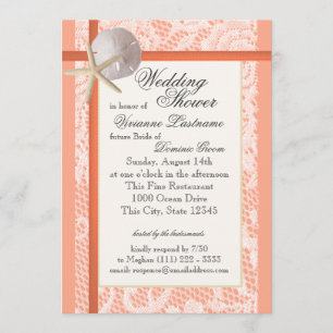 Beach Bridal Shower Light Coral Invitation