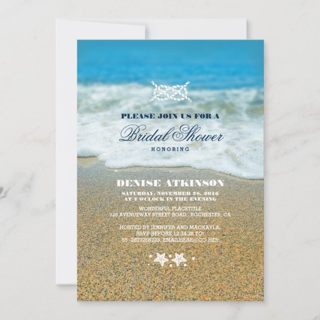 Beach Bridal Shower Rope Knot Invitations (Front)