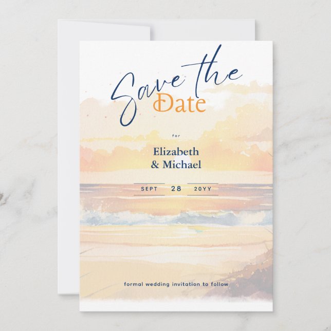 Beach Bridal Shower Sunset Coastal Save The Dates Invitation (Front)