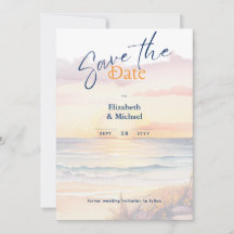 Beach Bridal Shower Sunset Coastal Save The Dates