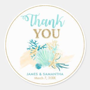 Beach Bridal Shower Thank You Classic Round Sticker