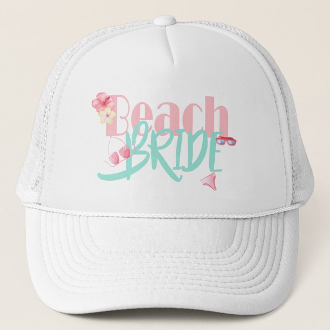 beach-bride-blue.gif trucker hat (Front)