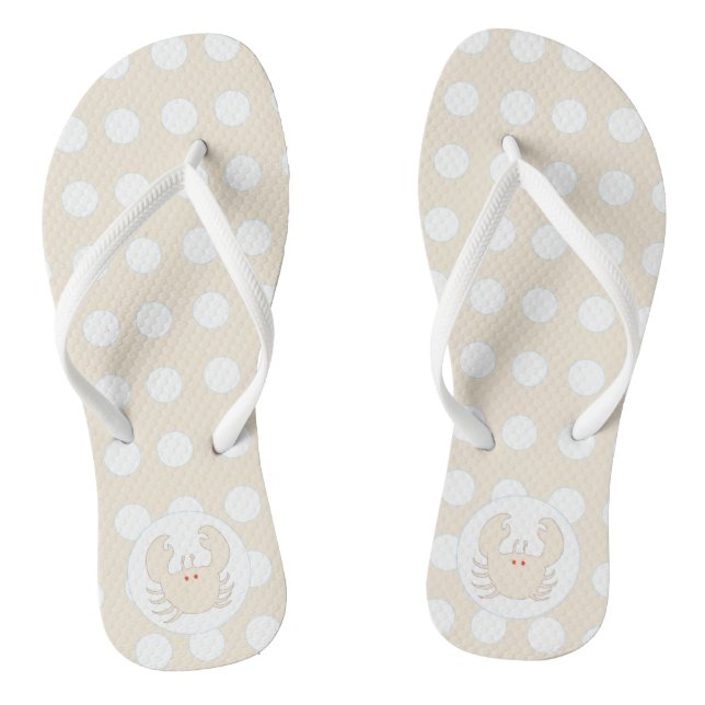 Beach Bubble, Crab by the Sea, Creamy Blue Flip Flops (Footbed)