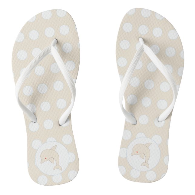 Beach Bubble, Dolphin by the Sea, Creamy Blue Flip Flops (Footbed)