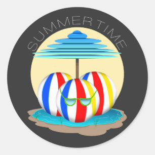 Beach Buddies Beat the Heat: Sun's Out, Fins Out! Classic Round Sticker