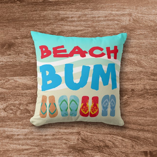 Beach Bum Beach Sand Bright Aqua Waves Cushion (Creator Uploaded)