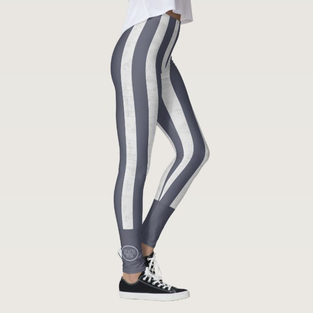 Beach Bum Bold Nautical Stripes Leggings (Right)