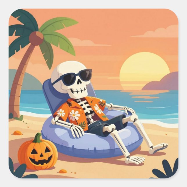 Beach Bum Bones Square Sticker (Front)