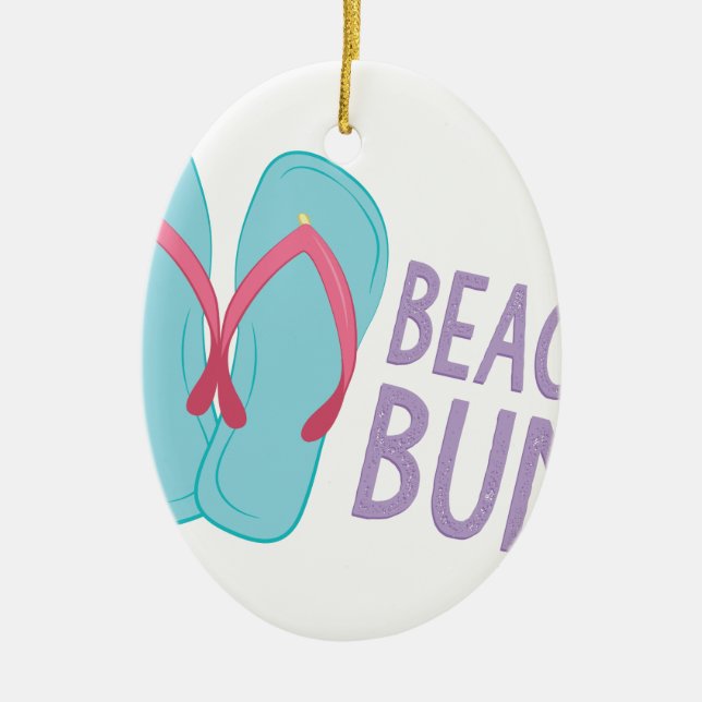 Beach Bum Ceramic Tree Decoration (Front)