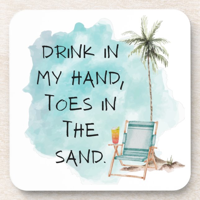Beach Bum Drinks Palm Tree Square Coaster Set (Front)