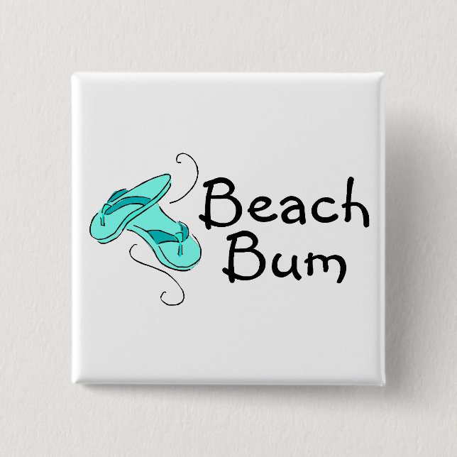 Beach Bum Flip Flops 15 Cm Square Badge (Front)