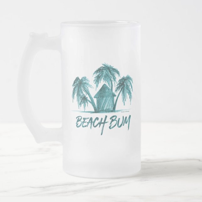 Beach Bum Frosted Glass Beer Mug (Left)