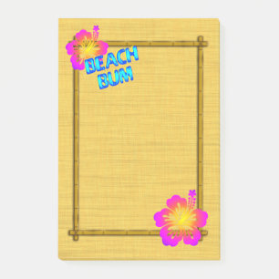 Beach Bum Hibiscus Flower Bamboo Frame Art Post it Post-it Notes