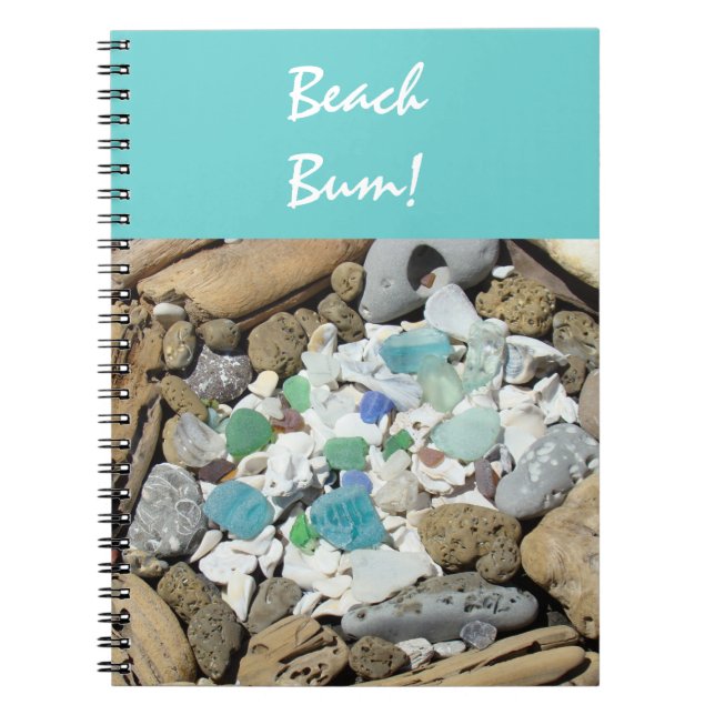 Beach Bum notebook Seashells Fossils Driftwood (Front)