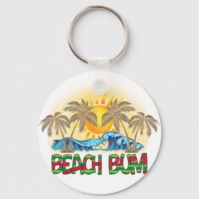 Beach Bum | Ocean Waves | Tropical Key Ring (Front)