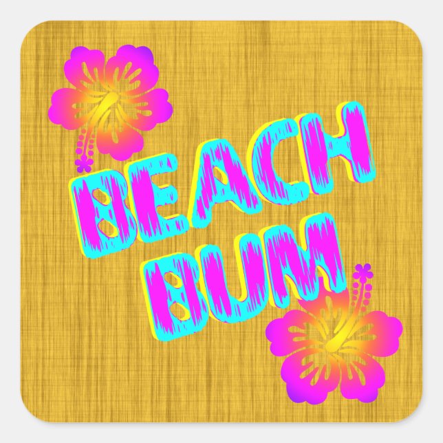 Beach Bum Pink Hibiscus Sticker (Front)