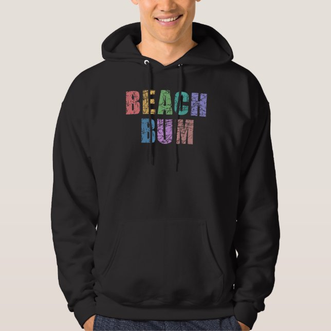 BEACH BUM-Retro Vintage Distressed Beach Bum Hoodie (Front)