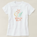 Beach Bum Seashell Beach Wedding Guest T-Shirt<br><div class="desc">Beach bum design has a seashell motif,  is part of the beach wedding collection and is available in more styles.</div>