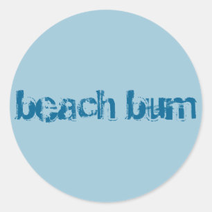 "beach bum" sticker, round, blue classic round sticker