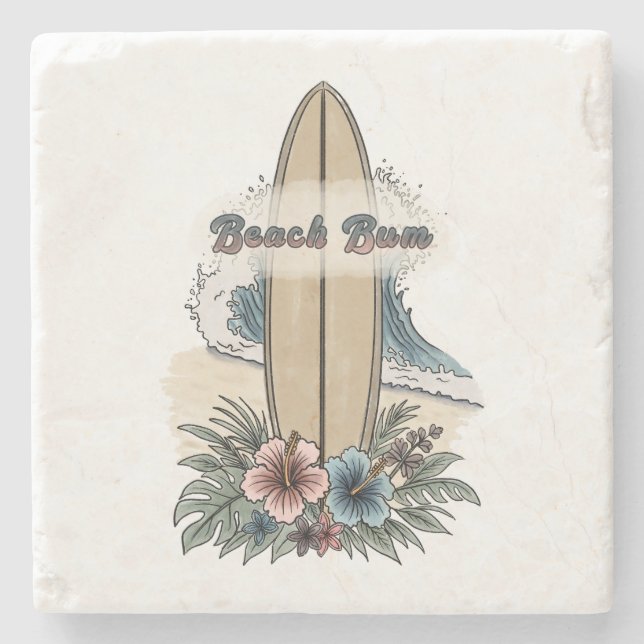 Beach Bum Stone Coaster (Front)