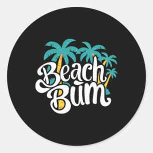 Beach Bum Summer Sandy Ocean Vibes And Waves Surfi Classic Round Sticker