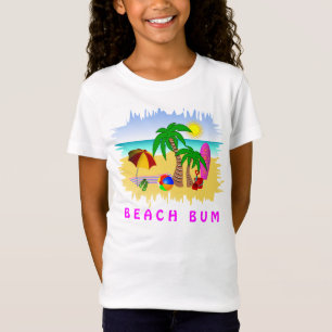 Beach Bum Sun Sea and Surf Fun Colourful Girls Tee