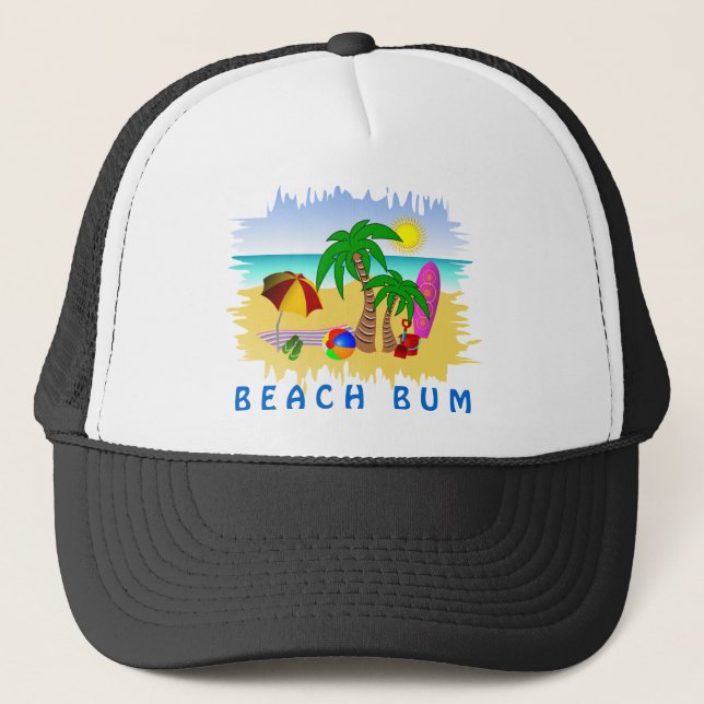 Beach Bum Sun Sea and Surf Fun Colourful Hat (Front)