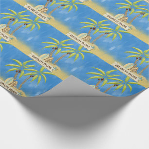 Beach Bum, Surfboards, Palm Trees and Sand Wrapping Paper