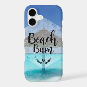 Beach Bum Typography - Umbrella on Tropical Beach