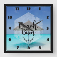 Beach Bum Typography - Umbrella on Tropical Beach