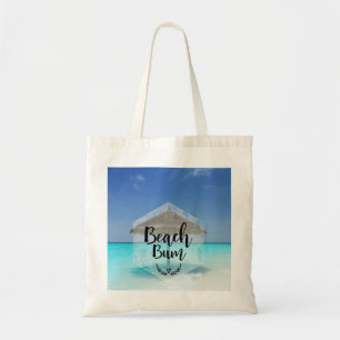 Beach Bum Typography - Umbrella on Tropical Beach Tote Bag