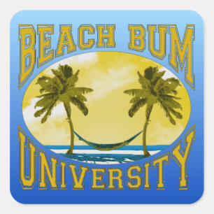 Beach Bum University Square Sticker