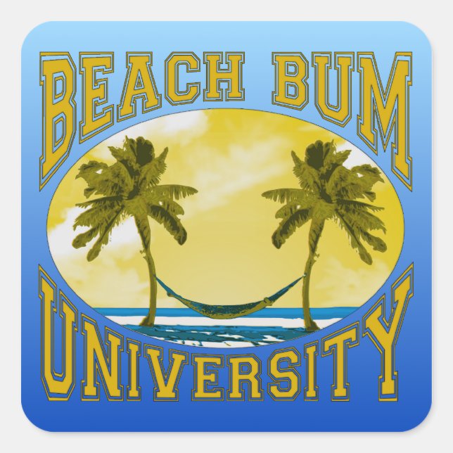 Beach Bum University Square Sticker (Front)