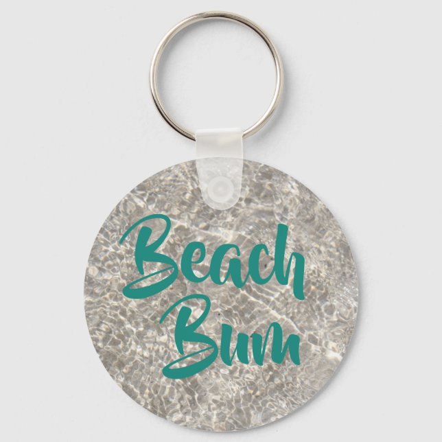 Beach bum water on beach sand key ring (Front)