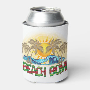 Beach Bum Watermelon, Ocean Waves & Tropical Sun Can Cooler