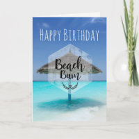 Beach Bum with Thatched Beach Umbrella Birthday