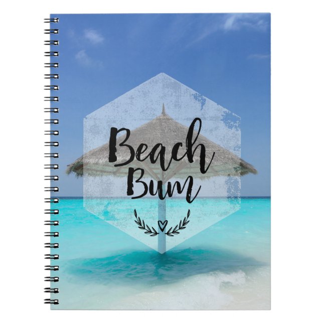 Beach Bum with Thatched Beach Umbrella Notebook (Front)