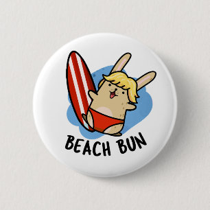 Beach Bun Funny Bunny Pun  6 Cm Round Badge