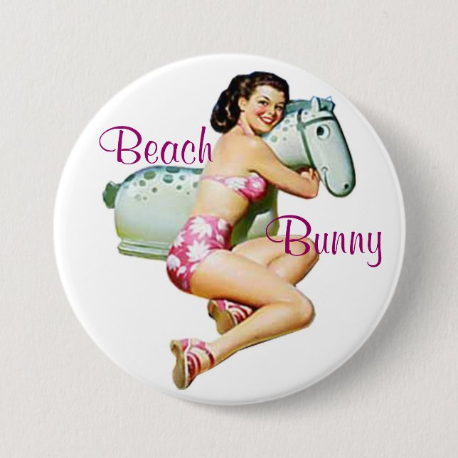 Beach Bunny Pin-Up 7.5 Cm Round Badge (Front)