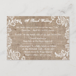 Beach Burlap & Lace - 3x5 Wedding Invitation