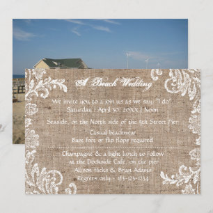 Beach Burlap & Lace - Wedding Invitation