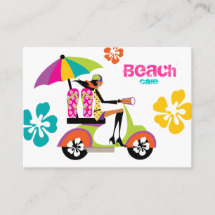 Beach Business Card Scooter Girl Flip Flops