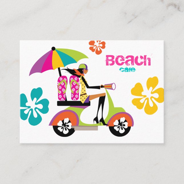 Beach Business Card Scooter Girl Flip Flops (Front)