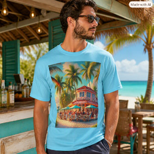 Beach Cafe Graphic Tropical Vacation T-Shirt