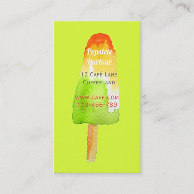 Beach cafe popsicle ice-blocks Summer Business Card (Front)