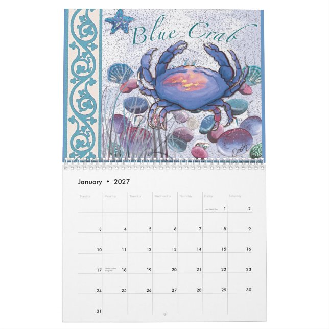 Beach Calendar (Jan 2027)