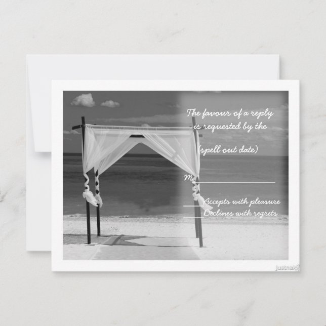 beach canopy bw rsvp card (Front)