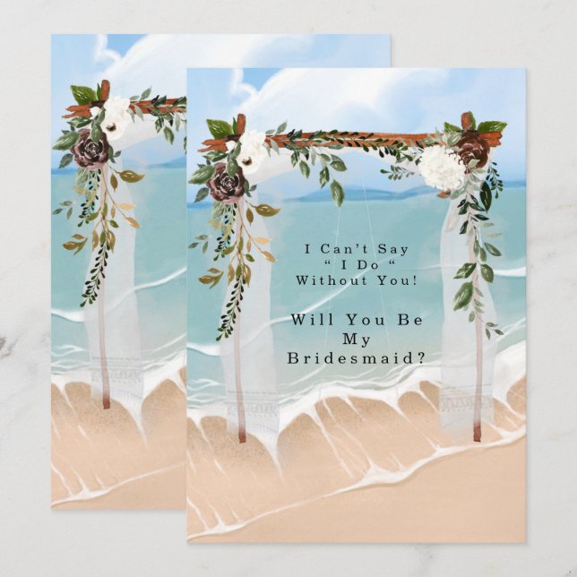 Beach Canopy Floral Will You Be My Bridesmaid Invitation (Front/Back)