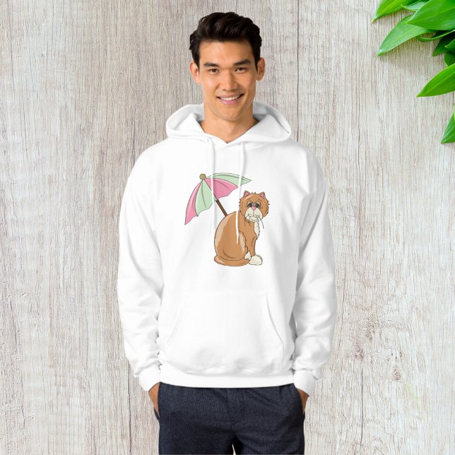 Beach Cat with Pink and Green Umbrella  Hoodie (Creator Uploaded)